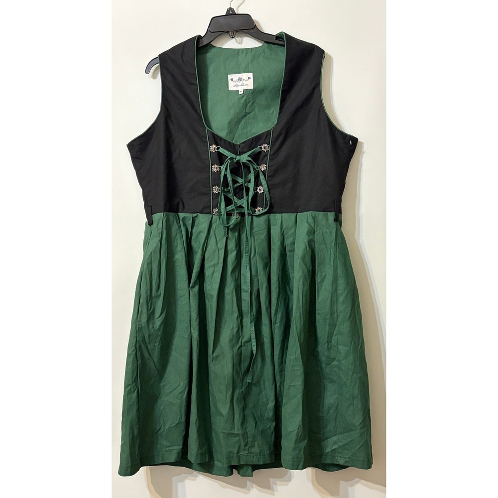 Alpenblum Oktoberfest Dirndl Dress Womens Sz18Green Black Bavarian Beer Festival